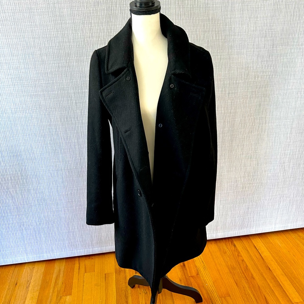 DKNY Winter Wool Coat with Removable Zippered Collar